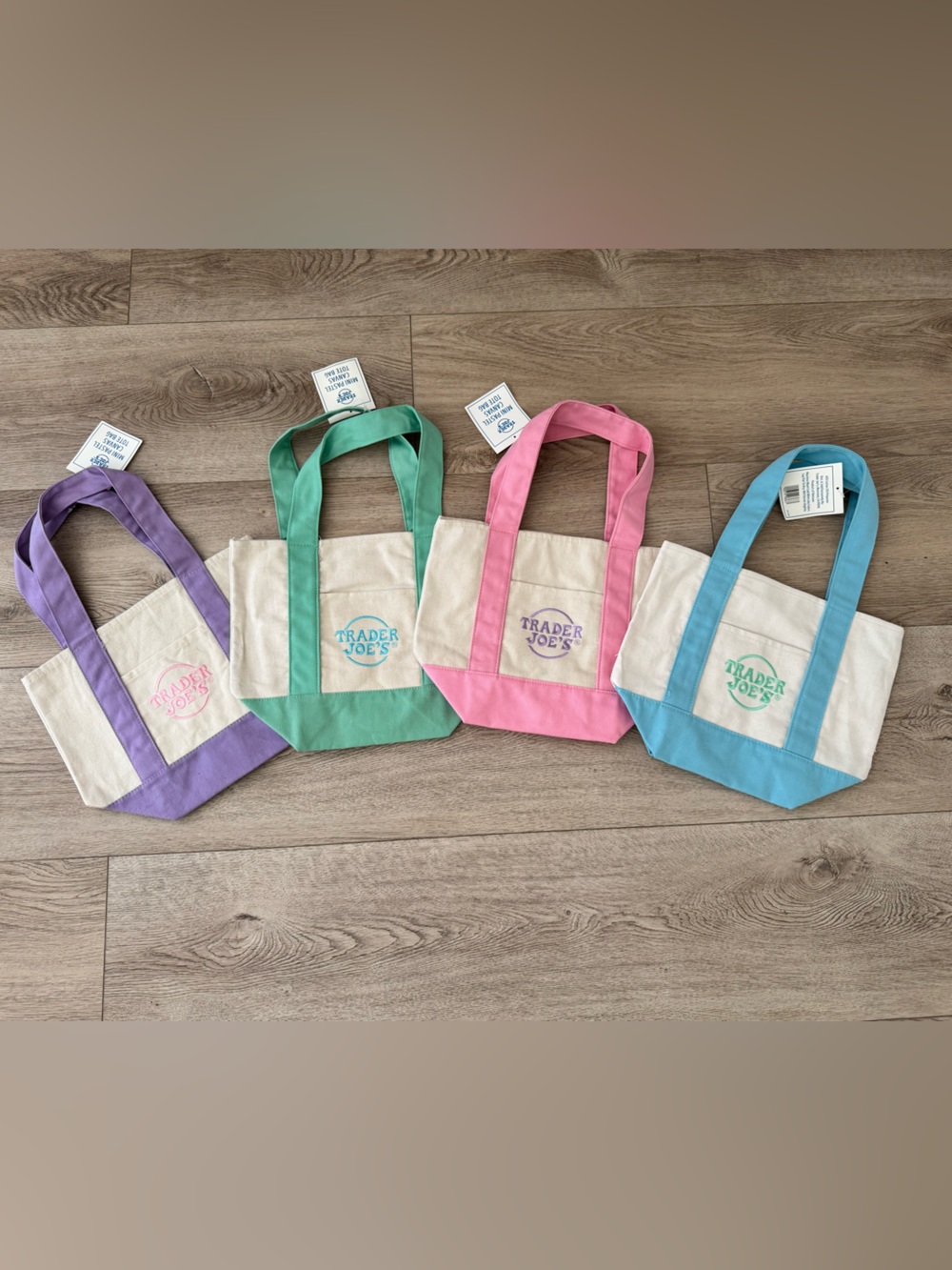 Trader Joe's Mini Tote Bag in Pastel Pink